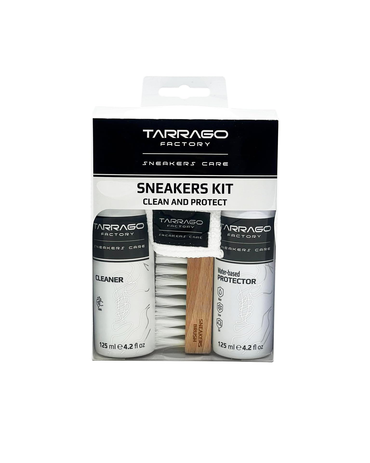 Sneakers Care Kit | Kit d'entretien, de nettoyage et de protection des chaussures | Avec des ingrédients naturels | Comprend une brosse et un chiffon de nettoyage