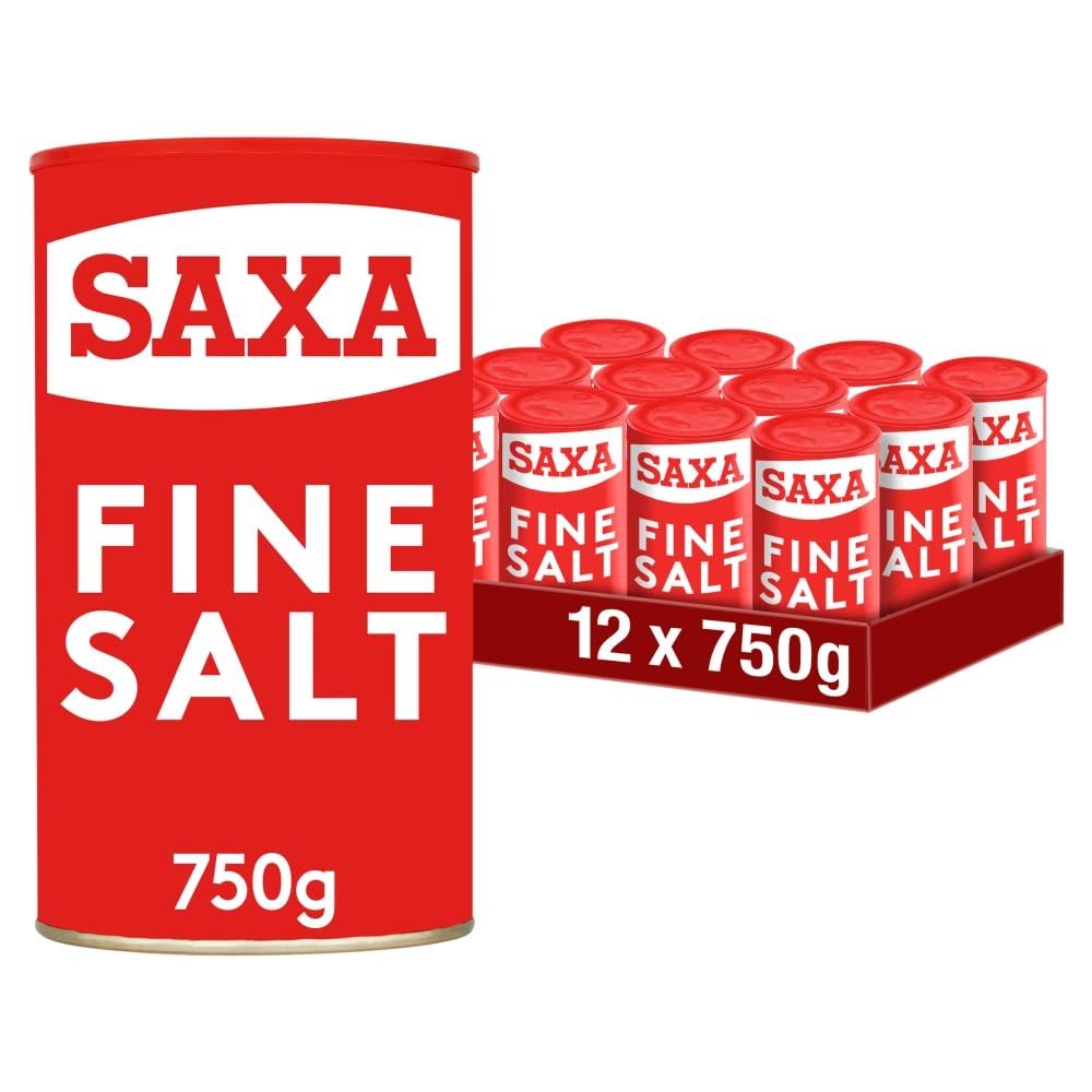Saxa Fine Table Salt, 750 g Drum (12-Pack)