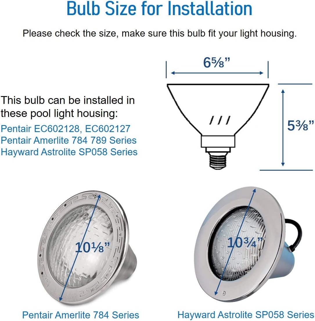 LED Pool Light Bulb for inground Pool - 120V 40W PRO Color Changing Pool Bulb Replacement for Pentair Hayward Pool Light Fixture