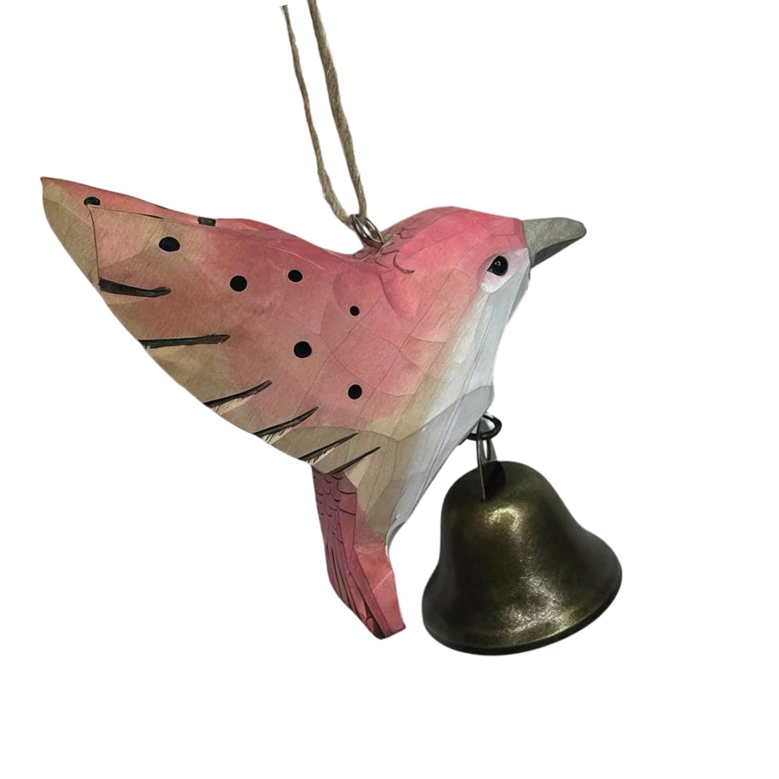 Hand Carved Wood Hummingbird Wind Chimes with Bells Figurines for Home Decor Hand Carved Wooden Figurines with Bells