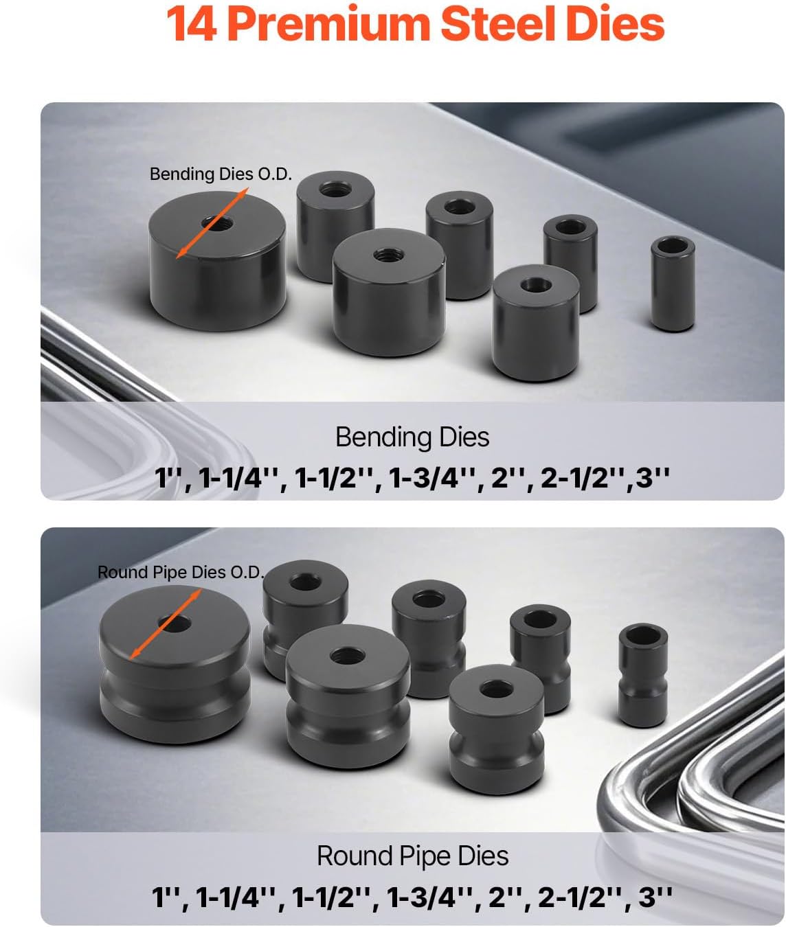 VEVOR Manual Bending Machine, Pipe Tube Bender with 14 Bending Dies, 200° Heavy-Duty Tube Bending Tool for Copper Aluminum Iron Pipes, Ideal for HVAC Air Conditioning Refrigerator Auto Repair