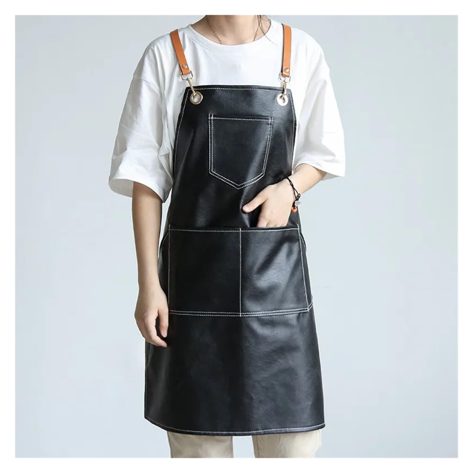 Grembiule da cucina in pelle giardino con design fatto a mano in fabbrica, cinturino in, barista, cuoco, panettiere, uniforme lavoro