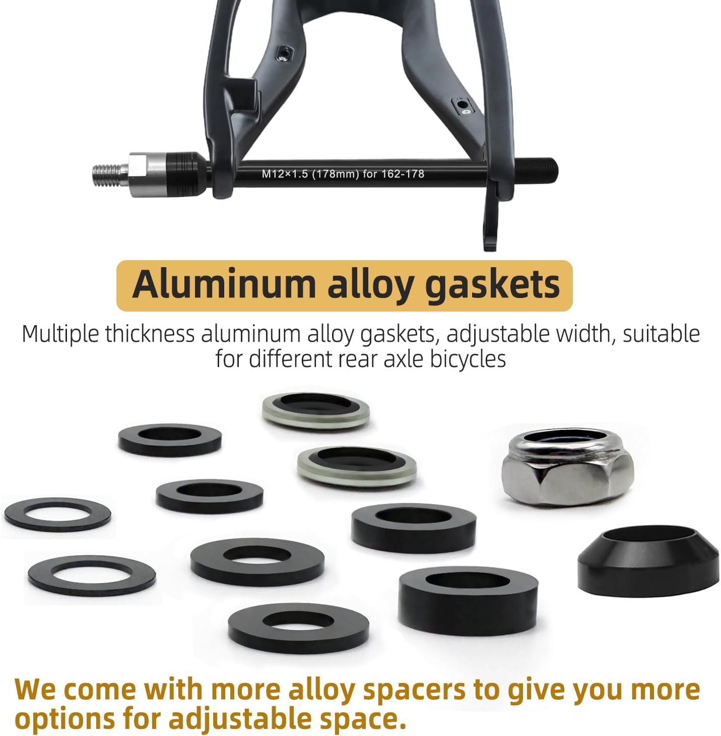 Universal Bicycle Thru Axle Trailer Hitch Adapter - Adjustable M12x1.0/1.5/1.75 Thru Axle (157-192mm),304 Stainless Steel & 6061-T6 Aluminum Shaft for Thule Bike Trailers & Thru-Axle Bikes