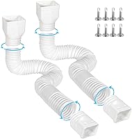 WelcomtoGutterlix 2-Pack Flexible Gutter Downspout Extensions: 21-67" Extendable with Adapters, Sturdy White Rain Drain Protectors