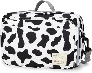Baby Diaper Caddy Bag - Diaper Caddy Tote Baby Stroller Bag Nursery Storage Bin for Diapers, Wipes & Toys Mini Diaper Bag for Outdoor (Cows)