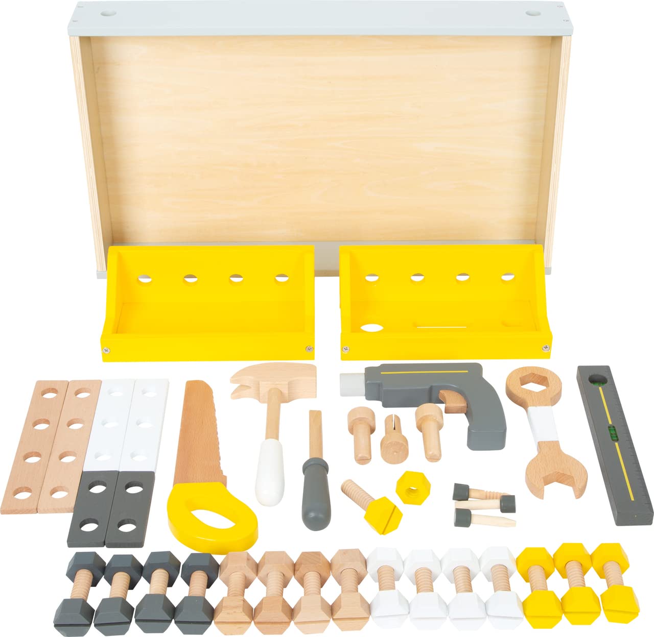 small Foot Werkbank Miniwob aus Holz, mit Werkzeug, umfangreichem Zubehör und Schraub-Set, für Kinder ab 3 Jahren, 11806