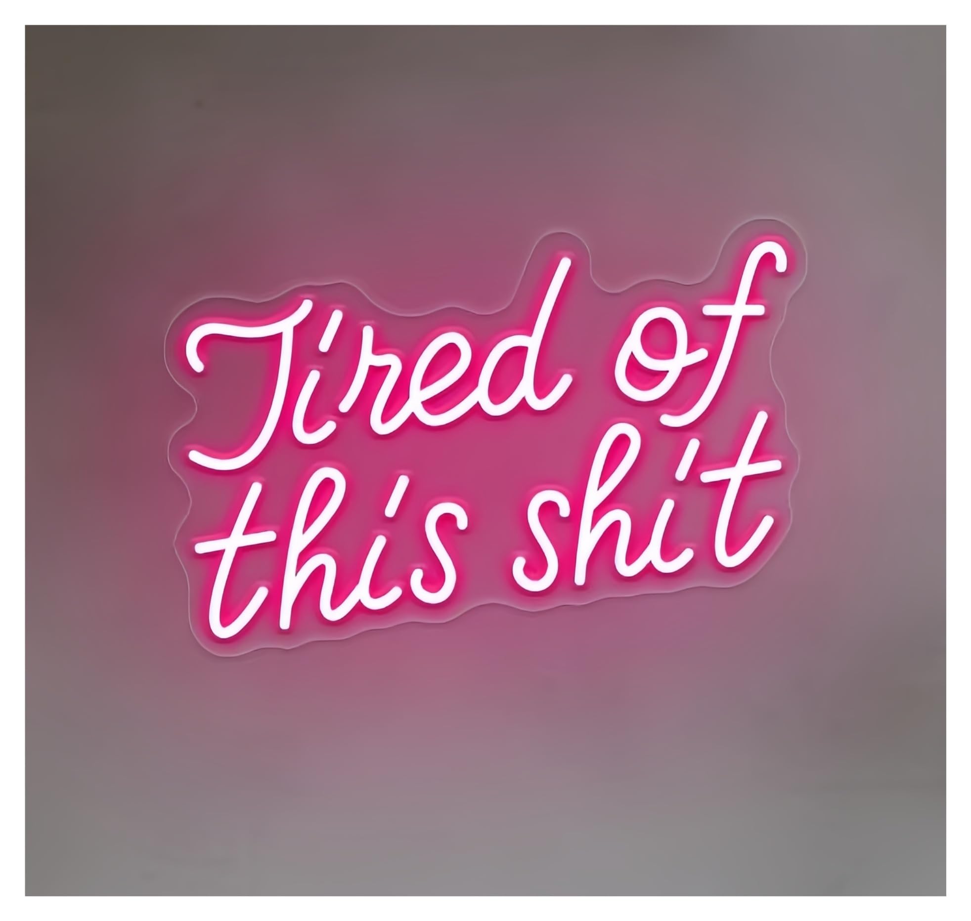 Rongch Rose Red Hanging Art Signs Tired Of Your Shit Gothic Neon Sign Spooky Horror Humor Storefront Window Display Business Entrance 53Cm(Rose Red)