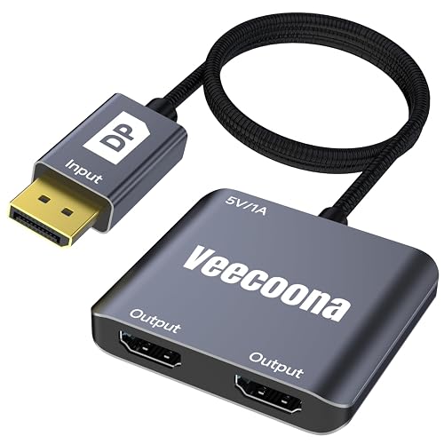 DisplayPort to Dual HDMI Adapter 1 in 2 Out 4K60Hz