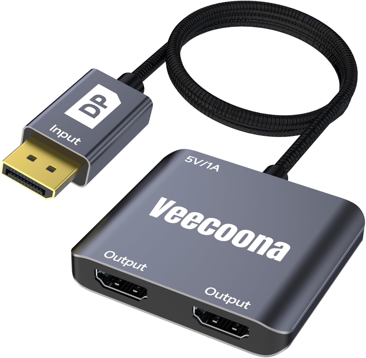 DisplayPort to Dual HDMI Adapter 1 in 2 Out | 4K60Hz, DP Source to HDMI Splitter Extended Display port splitter for Dual monitors, for Desktop,Laptop,NVIDIA, AMD Graphics Card - MACOS Not Support MST