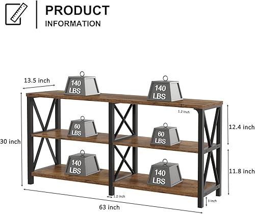 Miniatura 29 de LVB Mesa de sofá rústica, mesa consola de granja para sala de estar, mesa de entrada de pasillo con almacenamiento, mesa de entrada para vestíbulo,