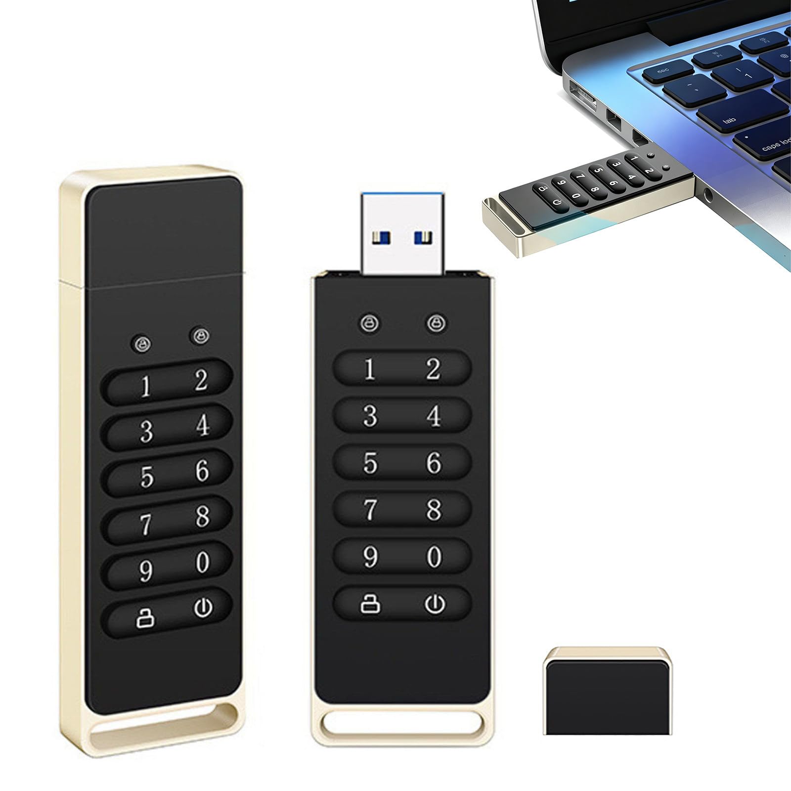 Szyfrowany Pendrive USB 32GB/64GB/128GB/256GB, Z Klawiaturą Numeryczną, Prędkość Odczytu 69 Mb/S, Funkcja Automatycznej Blokady, Ochrona Danych Osobowych Black-128GB