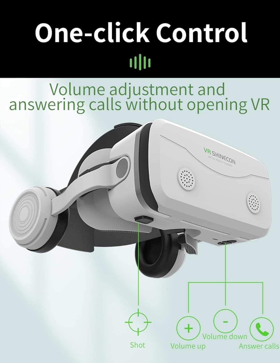 Gafas VR, 3D VR Gafas de Realidad Virtual VR Glasses Objetivo y Pupila Regulable para 4.7" - 7.2" Android/iOS Smartphone (Blanco)