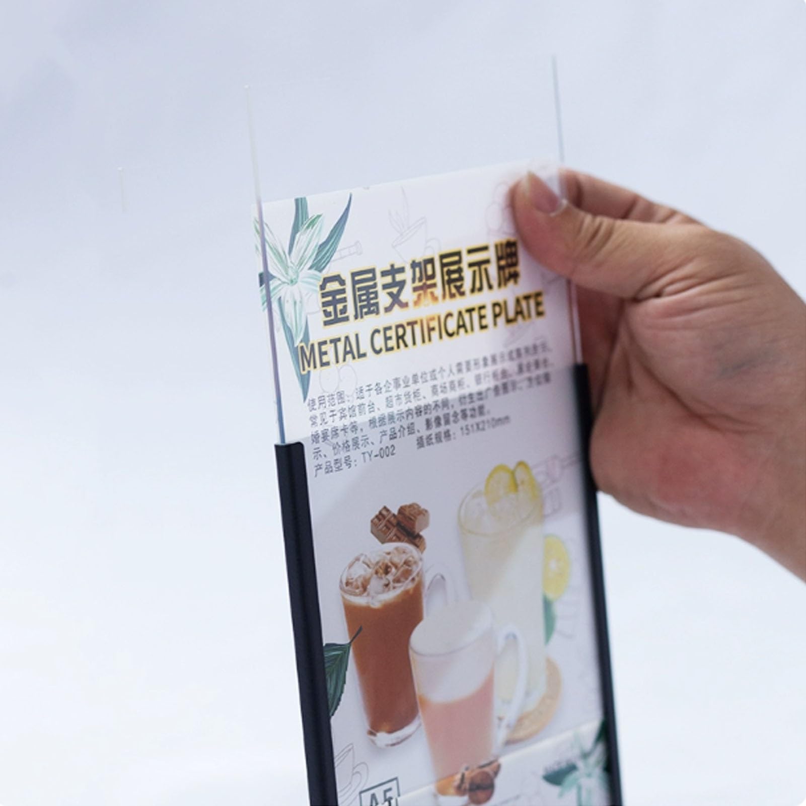 Portamenús Forma L Acero Inoxidable con Ranura para Tarjetas Visita - Expositor Multiusos Mesa para Menús, Carteles Publicitarios Fotos Pósteres - Ideal Restaurantes Hoteles y Tiendas(Rose gold)