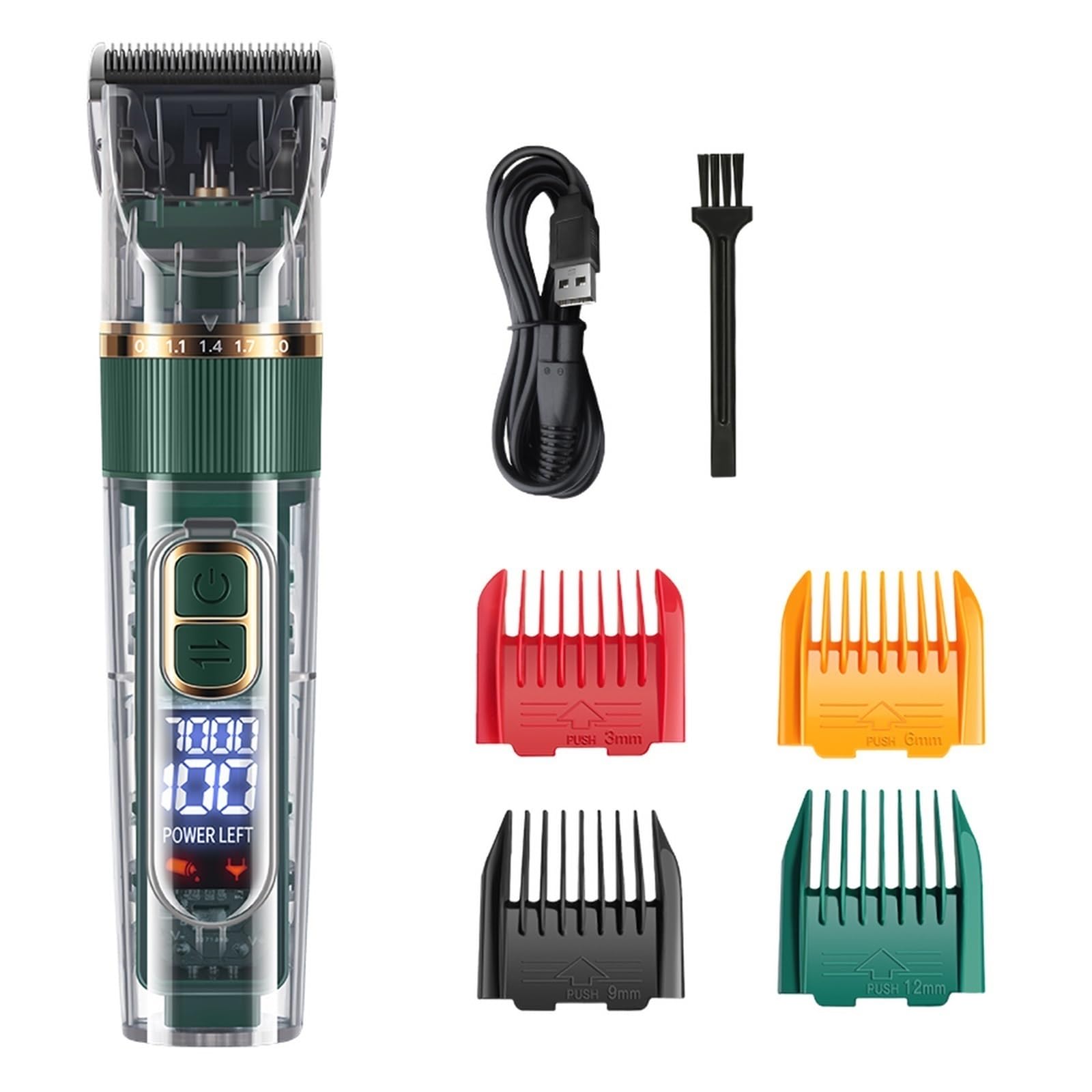 Professional Dog Clipper Dog Hair Clippers Grooming for Pet Cat Dog Rabbit Rechargeable Haircut Trimmer Shaver Kit Low Noice(Green)