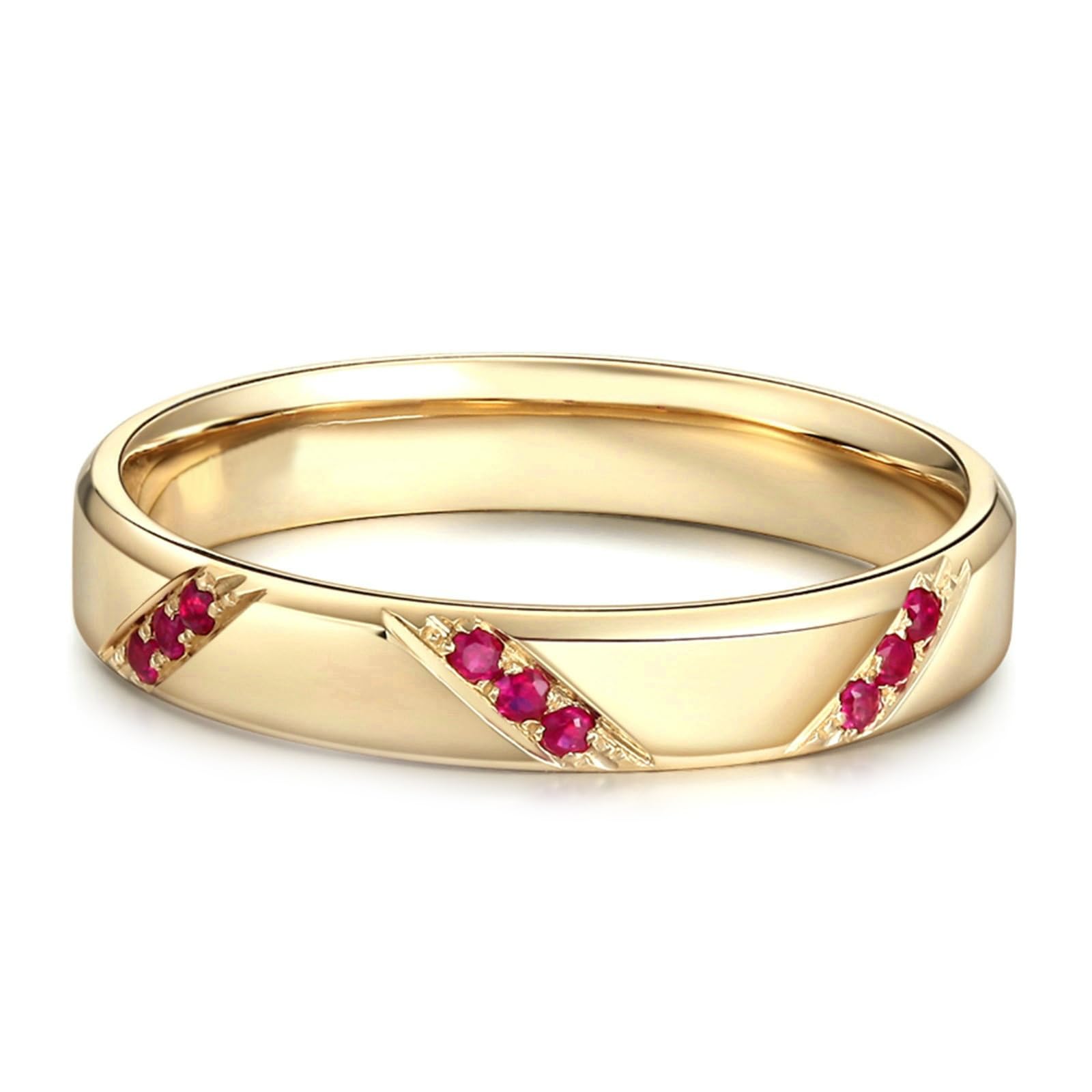 Frauen Ring Silber 925, Verlobungsring Damen Schlichter Streifen Design mit Rund Labor Erstellt Rubin Eheringe Hochzeitsringe Verlobungsringe Trauringe Rosegold