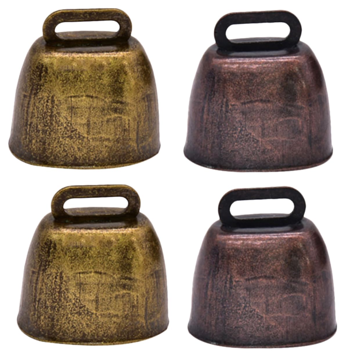 GALPADA 4Pcs Vintage Cow Bells for Crafts Decorations Metal Sheep Horse Bells with Loud Sound for DIY Projects Lost Pet Accessories Rustic Farm Style