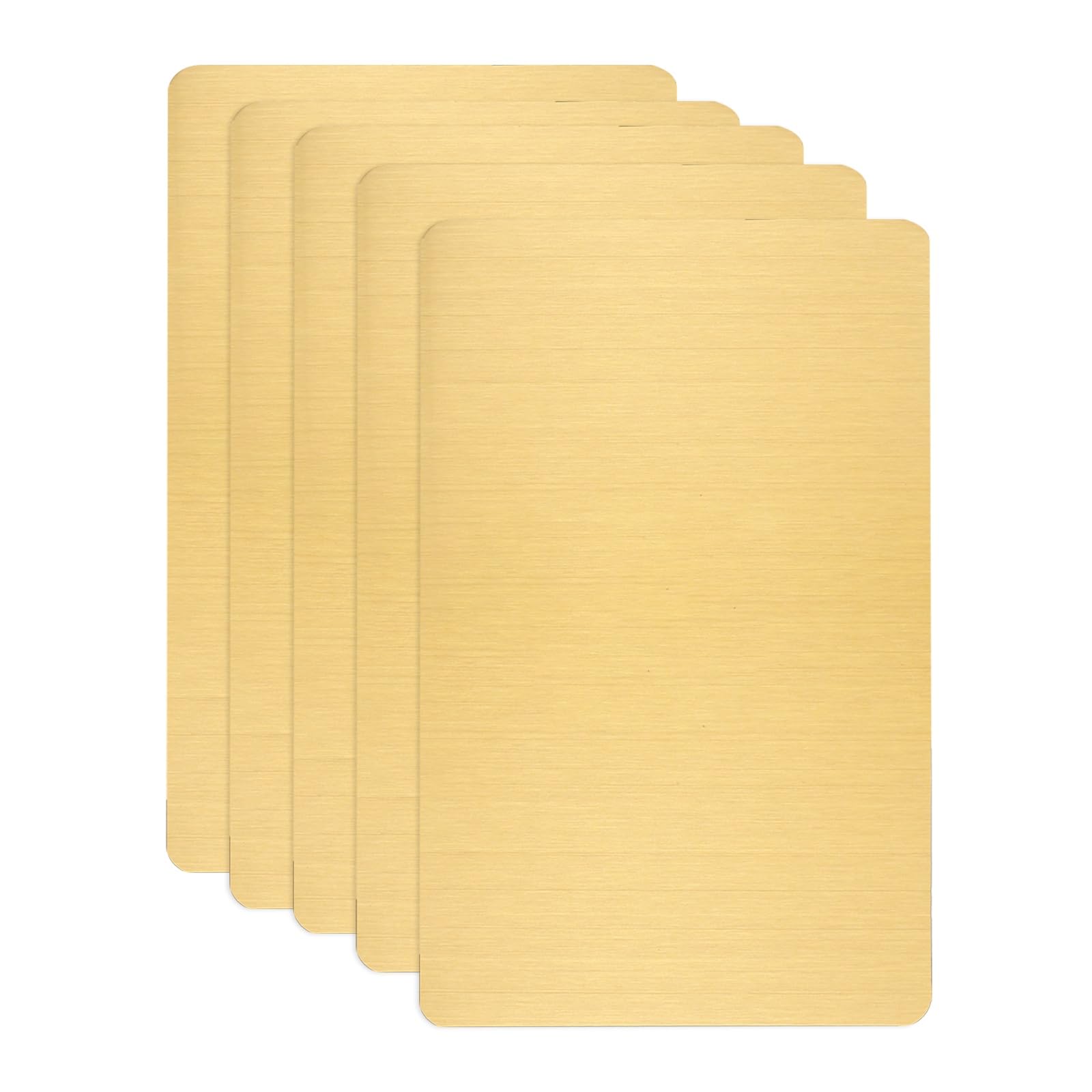sourcing map 5pcs Metal Business Card Blanks, 88mm x 53mm x 0.5mm Stainless Steel Engraved Metal Business Visiting Name Cards for House Office DIY Gift Invitation(Brushed Gold)