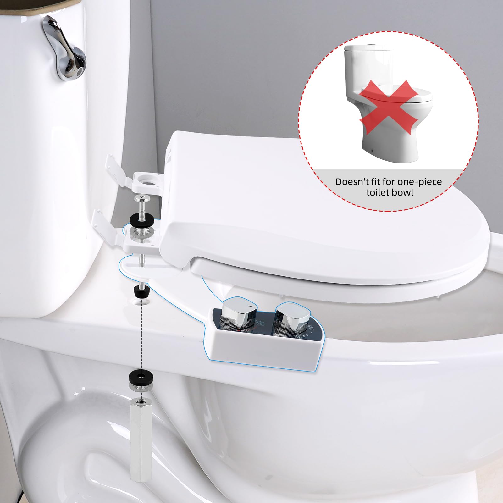 Lot de 2 vis universelles en métal pour abattant WC - Extra longues - Compatible avec Kohler/American Standard/TOTO/Glacier Bay - Vis de siège de toilette en acier inoxydable de 9,5 cm - Écrous de