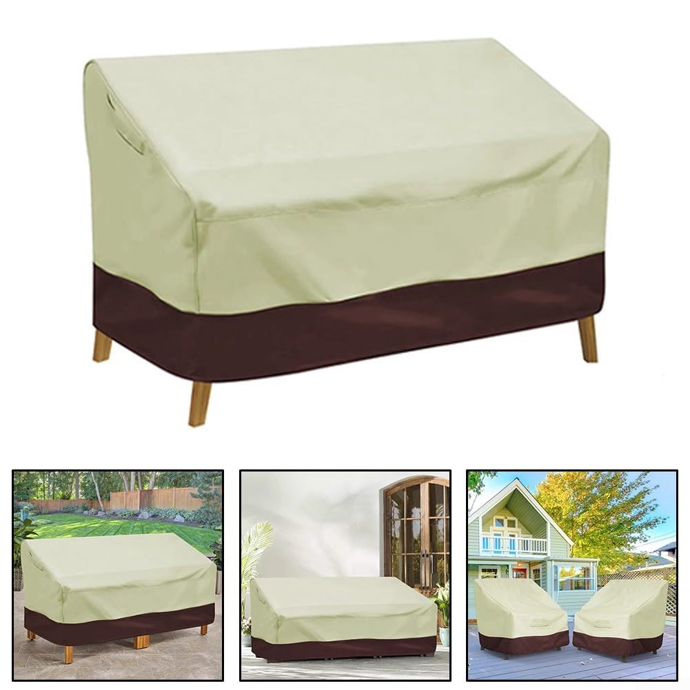 Funda impermeable para sofá de banco para exteriores, protector de muebles de jardín con bolsa de almacenamiento, tela Oxford resistente para sofá biplaza de patio de 2 a 4 plazas, beige (210D: 223 x