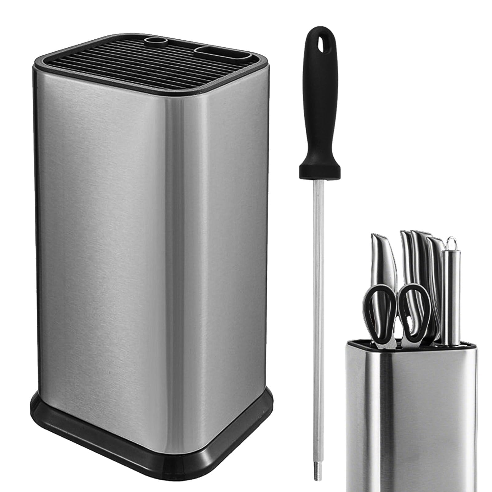 Küchenmesserregal, Edelstahl quadratisch, leer Messerregal, moderne Universallösung, sicherer und stilvoller Home Kitchen Organizer, Messer Organizer