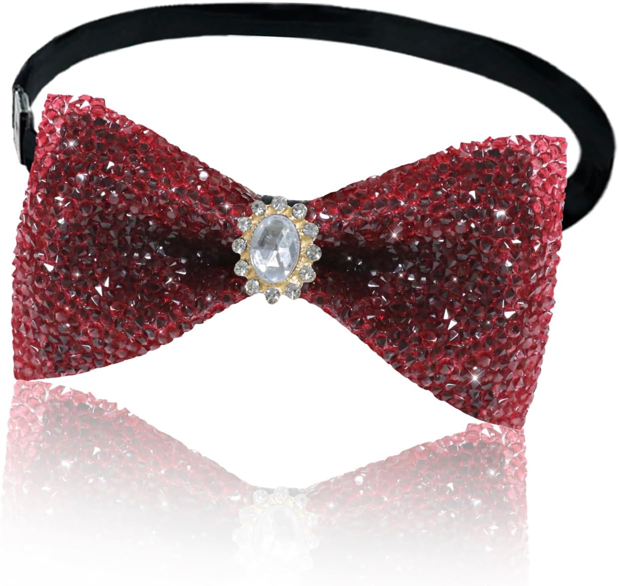 Bow Ties for Men, Rhinestone Bow Tie with Crystal Pre-tied Adjustable Mens Bowties for Wedding Banquet Prom Party
