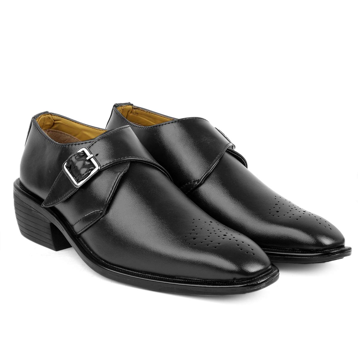 YUVRATO BAXI Mens 2" Heel Height Increasing Black Formal Moccasion Monk Buckle, Slipon Shoes with Synthetic Material and Pu Sole.- 8 UK (B0CJV2DTQZ) Amazon Price History, Amazon Price Tracker