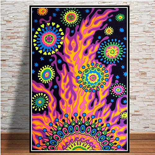 Toile blacklight trippy de qualité supérieure avec impression sur toile 50x70cm blanche