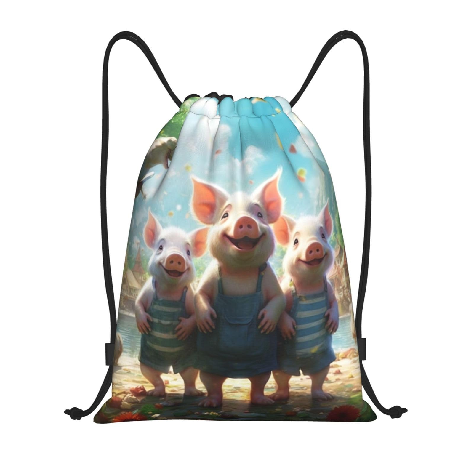 SJOAOAA Pig Unisex Drawstring Bag String Storage Bags Drawstring Backpack For Gym Yoga School Swimming Beach