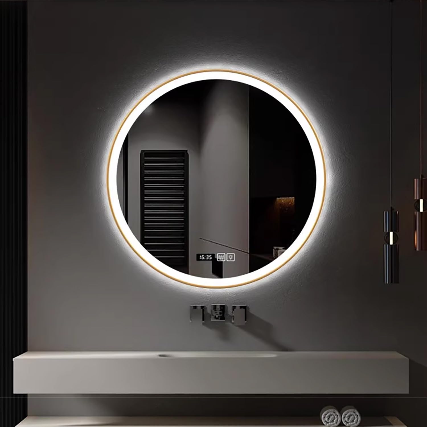 Miroir LED salle de bain 70cm anti-buée tactile avec 3 couleurs de lumière