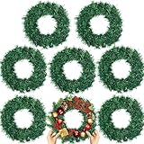 8 Pcs Christmas Wreath 10 Inch Green Artificial Wreaths DIY Faux Plain Wreaths Front Door Green Farmhouse Cabinets Wreath Indoor Outdoor Wall Decor(Fresh)