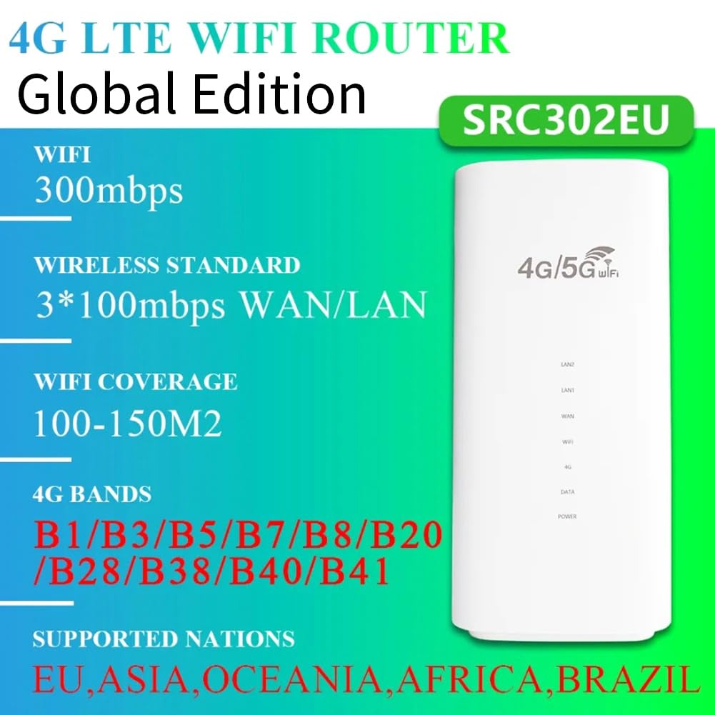 Routeur WiFi 4G LTE 300 Mbps 3LAN VPN avec Emplacement pour Carte SIM pour Modem Carte SIM 4G Routeur sans Prise UE Installation Facile Facile à Utiliser