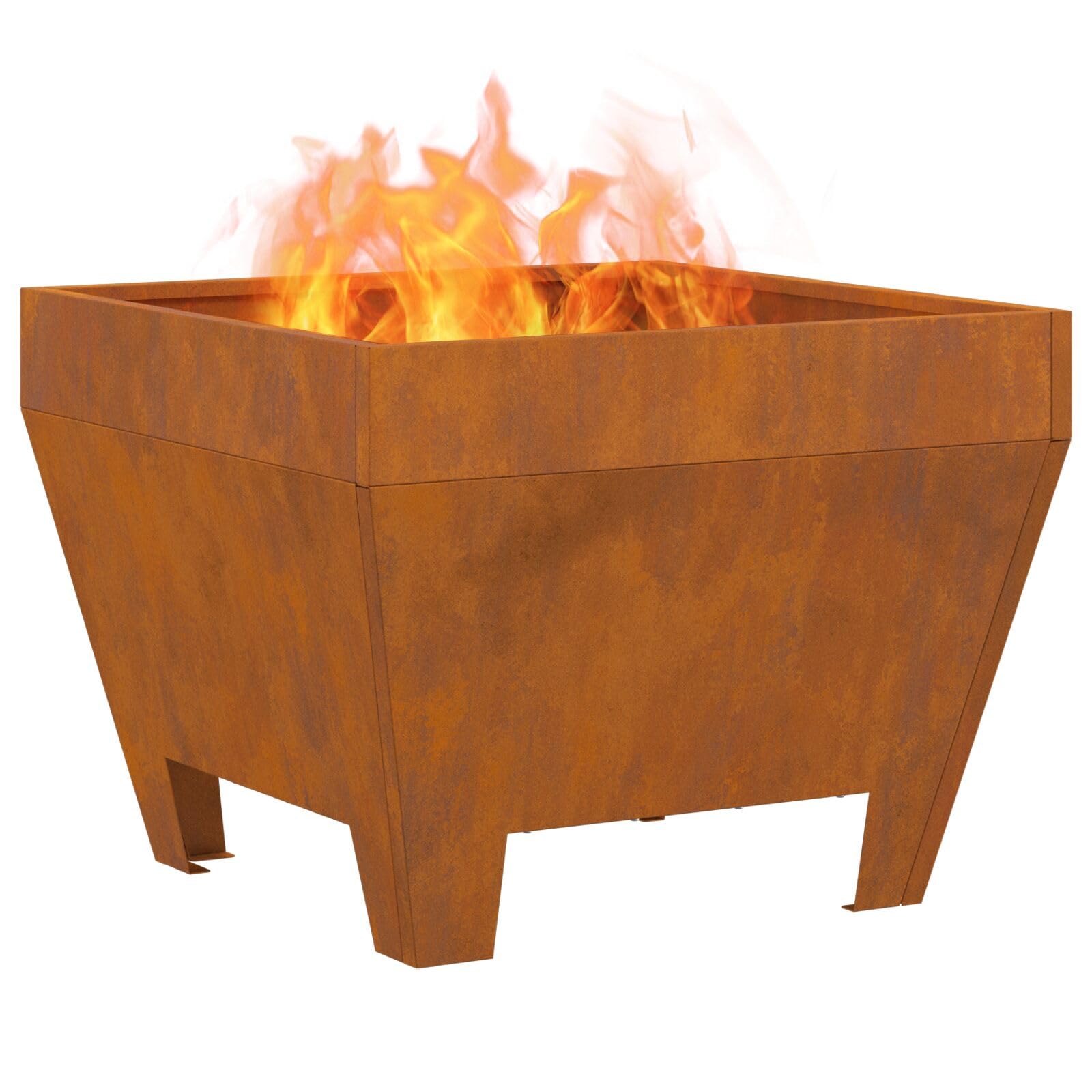 Homgoday Brasero Exterior Jardin Grande,Estufa al Aire Libre para Camping Cuenco para Hogueras Fogata Cuadrada 50x50x30 cm de Acero Resistente al Clima