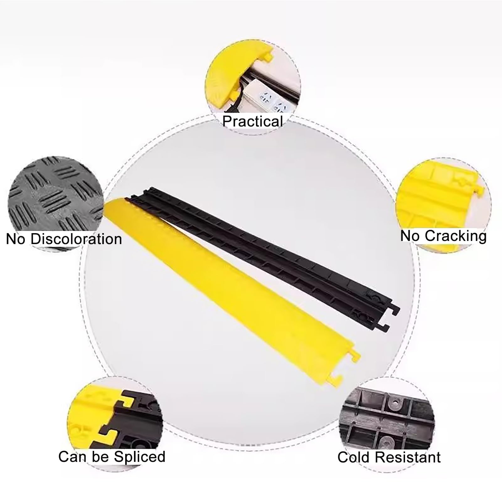 Robuste Kabelschutz-Rampenabdeckung, Kabelkanal Boden, Bodenkabelabdeckung, Kabelschutz, Kabelverdecker für Den Innen- Und Außenbereich, PVC-Überkabelrampen-Kabelschutz ( Color : 3-Yellow-1 Channel )