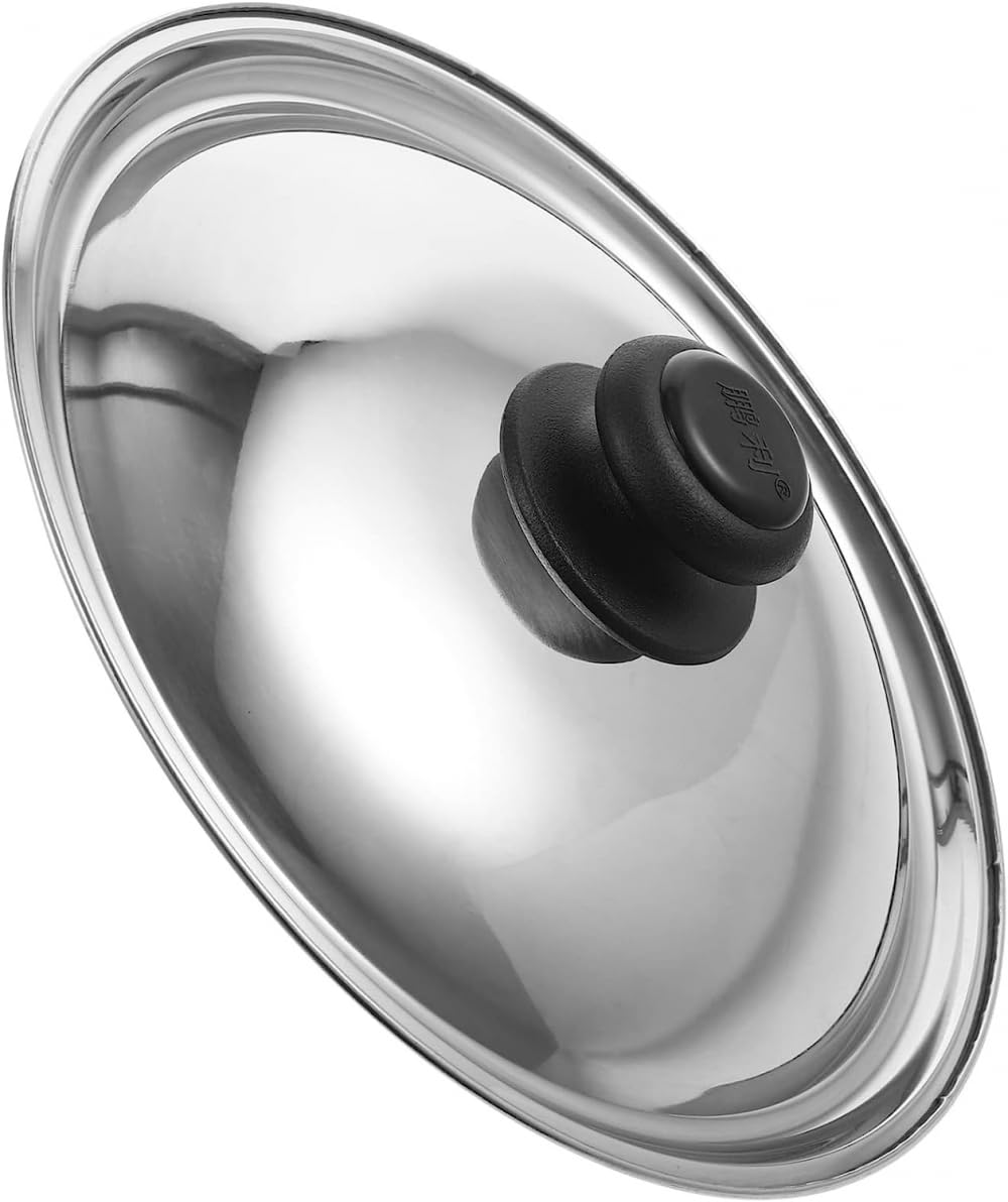 Bazac Stainless Steel Pot Lid Portable Oven Round Griddle Universal Lids Frying Pan Lid Pan Lids For Frying Pans Metal Pot Cover Metal Pan Lid Universal Pans Lid Metal Lid For Pots Wok-38Cm