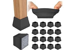16 Pack Square Silicone Chair Leg Covers, Floor Protectors for Furniture Legs
