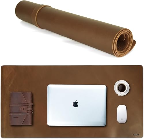 Miniatura 5 de Polare - Protector de escritorio de cuero de grano completo de 0.079 in de grosor, 31.5 x 15.7 pulgadas, alfombrillas de escritorio para teclado y