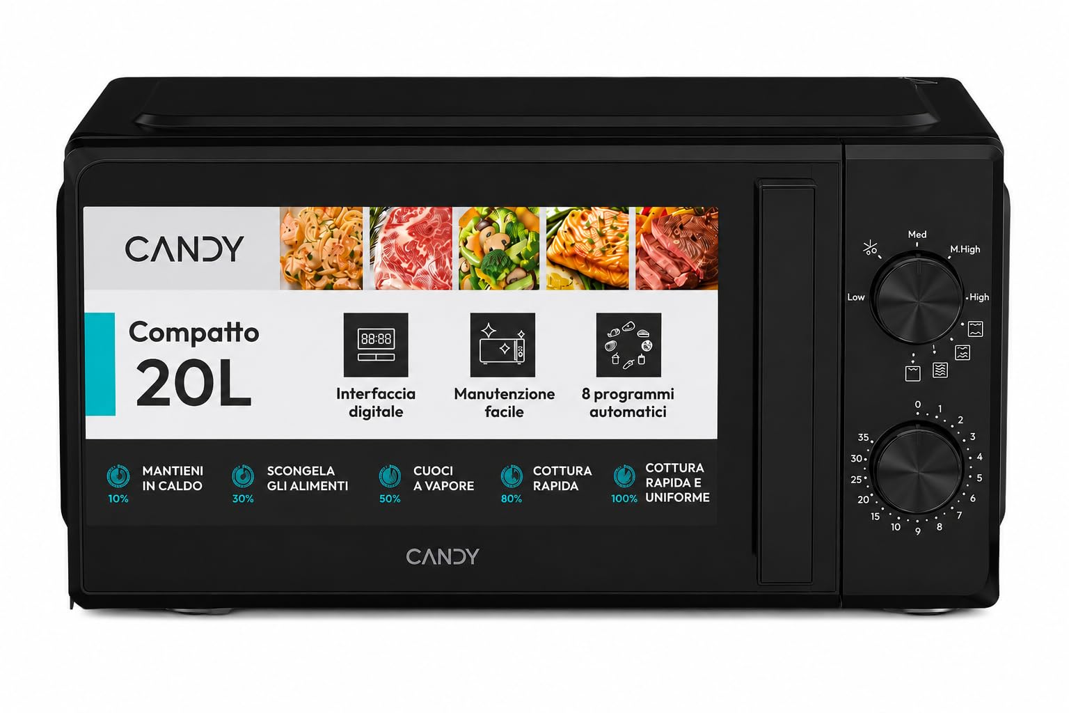 Candy Forno a Microonde con Grill 20 Litri, 700W, Nero