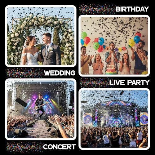 Image of Ultimate Confetti, Rectangular Black Biodegradable Confetti - Fluttering Tissue Paper Confetti for Cannon and Launcher use - Best for Wedding, Birthday, Parties and Live Events - 1 lb, 16 oz