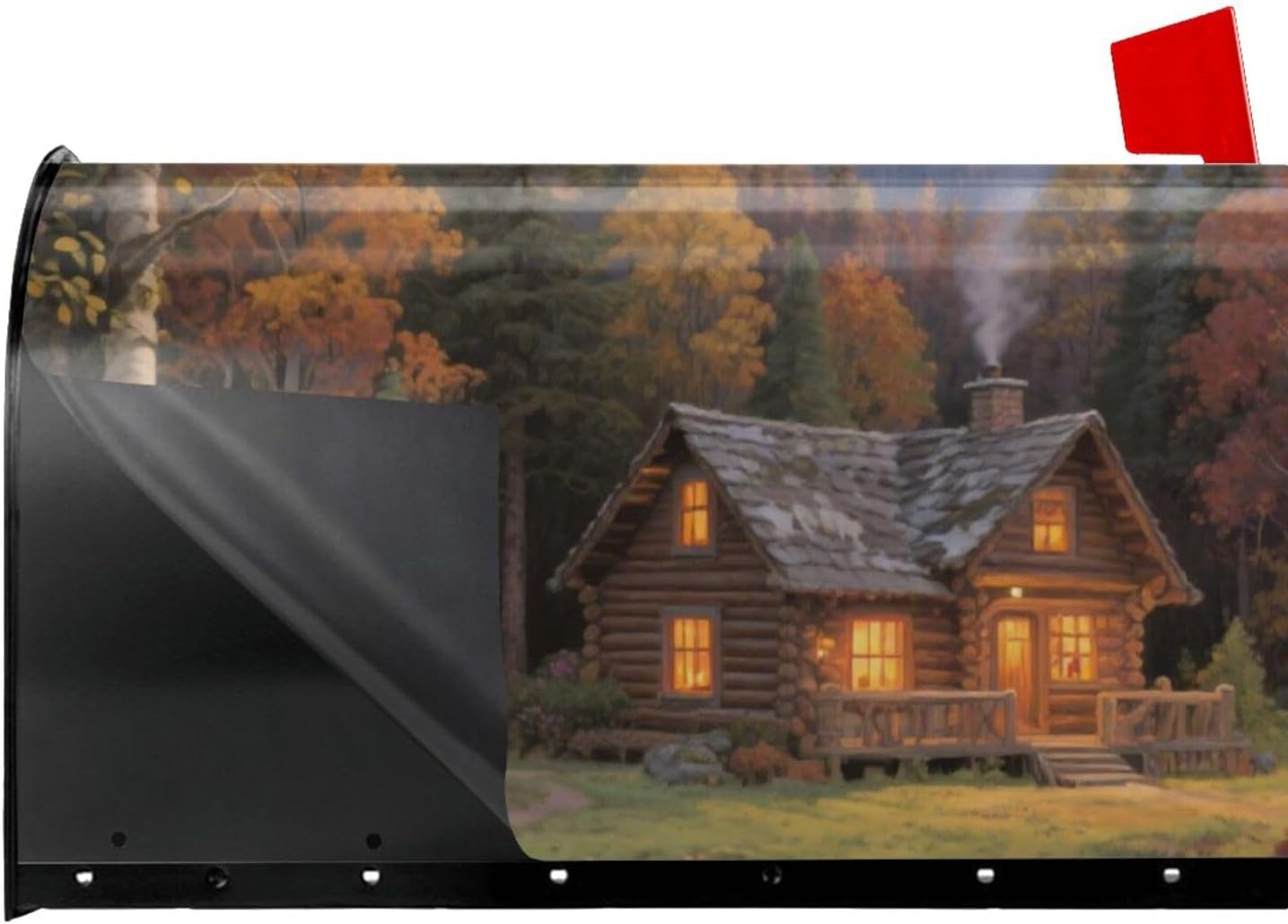 Lakeside Cabin Autumn 21x18 Inch Magnetic Mailbox Cover: Weatherproof, Reusable, Easy-Attach | All-Weather Durable, Vibrant Outdoor Decor for Curb Appeal – Ideal for Seasonal & Daily Use