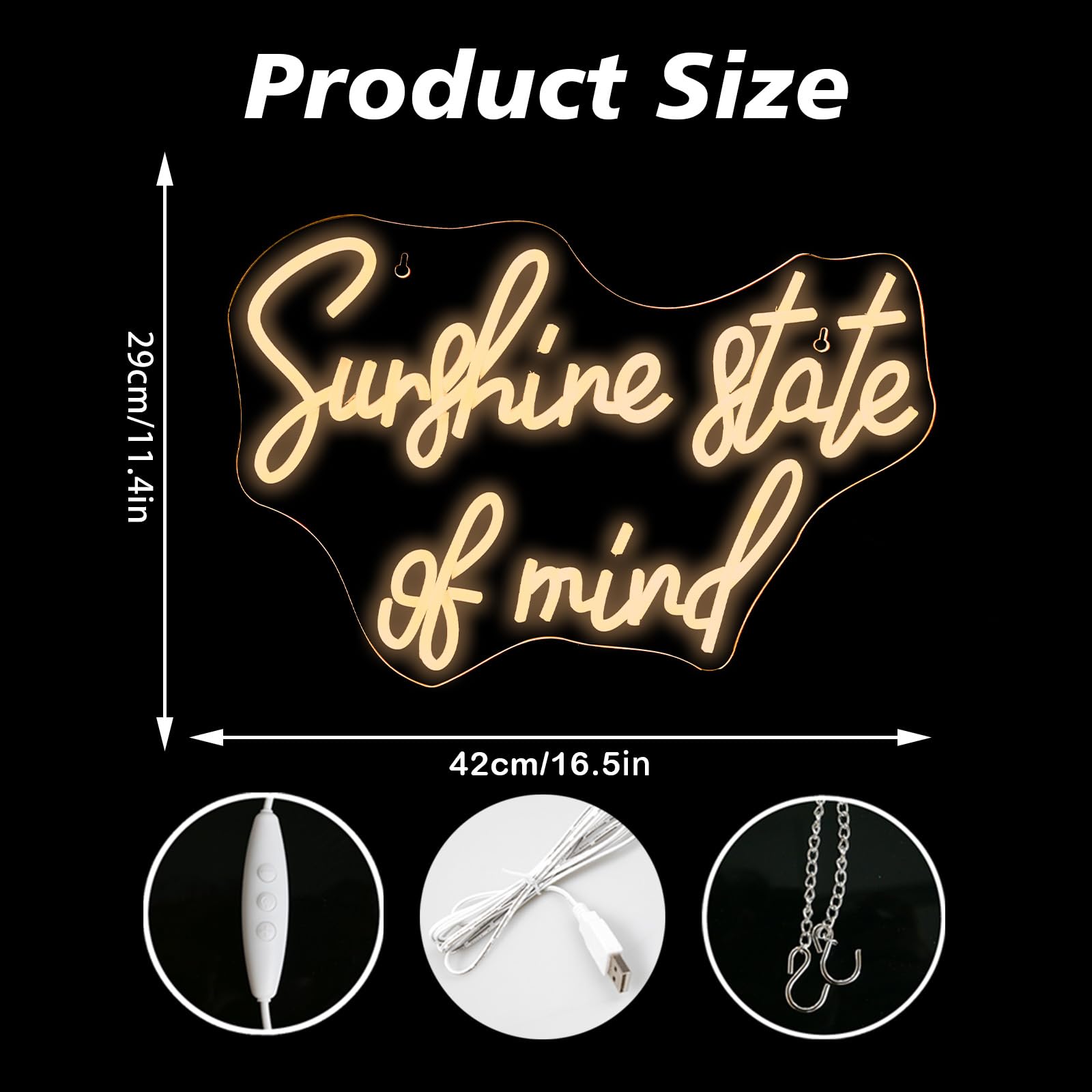 VYXIN Sunshine State of Mind Neon Sign for Wall Decor,Neon Light Sign for Cafe Bar Kitchen Restaurant Coffee Dessert Shop Party - Image 4