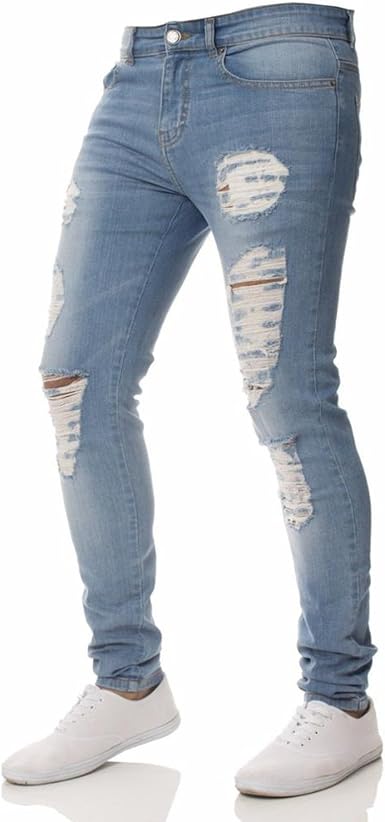 Amazon.com: Memoriesed - Pantalones vaqueros para hombre, estilo casual,  color negro y blanco, con ribete, 36, Azul (Sky Blue) : Ropa, Zapatos y  Joyería