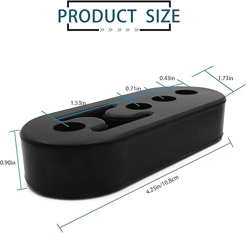 Miniatura 2 de 2 ganchos de escape de goma de 4 agujeros de 0.472in (0.47 pulgadas), tamaño de agujero universal, soporte de silenciador, soporte aislante para