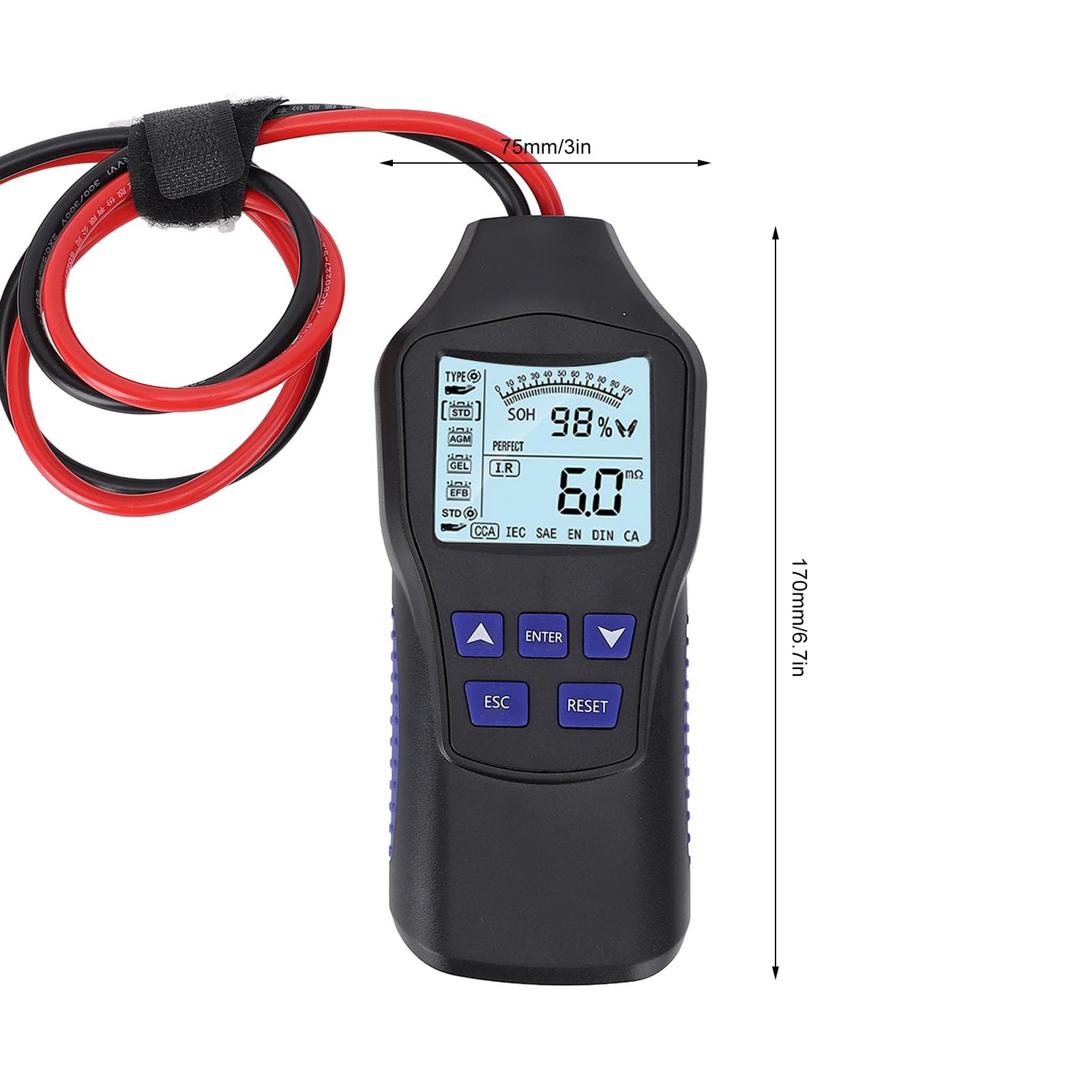 Probador de Batería de Automóvil, 12V de 24 V LCD Voltaje de Voltaje Corriente Detección Automotriz Alternador Probador para Motocicleta Barco RV Marine