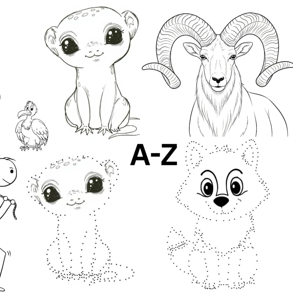 A-Z Animal Alphabet: Dot to Dot and Coloring: Learn the ABCs with 26 Fun Animals