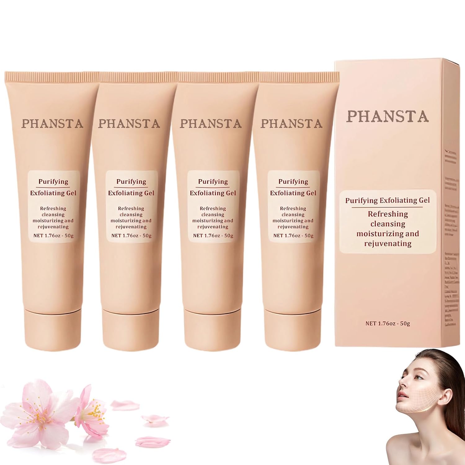 Purifying Exfoliating Gel, Facial Exfoliator Cleanser, Deep Cleansing Face and Body Exfoliating Scrub Gel, Moisturizing Cleanses Skin Give Cleans Dirt & Oils (3 Pack)