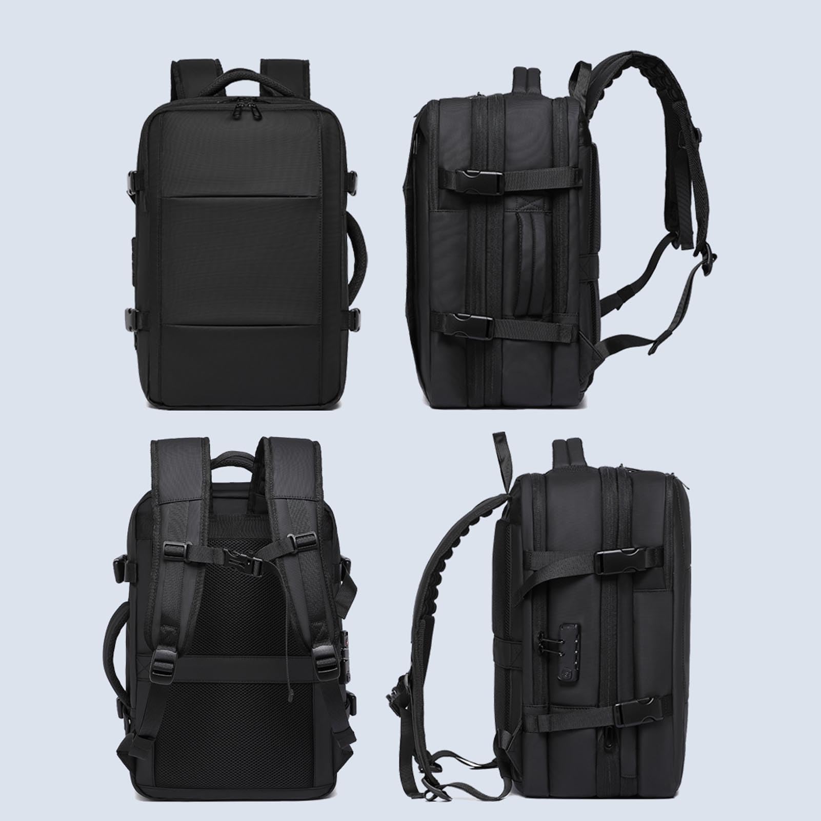 Cocoarm Sac à Dos Sous Vide, Tissu Oxford Imperméable, Sac de Compression Extensible avec Serrure TSA et Port USB pour les Aventures de Voyage
