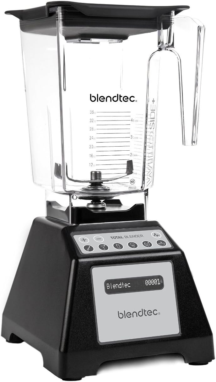 Blendtec Total Classic Original Blender - WildSide plus Jar (90 oz) - Professional-Grade Power - 6 Pre-programmed Cycles - 10-speeds - Black (Renewed)