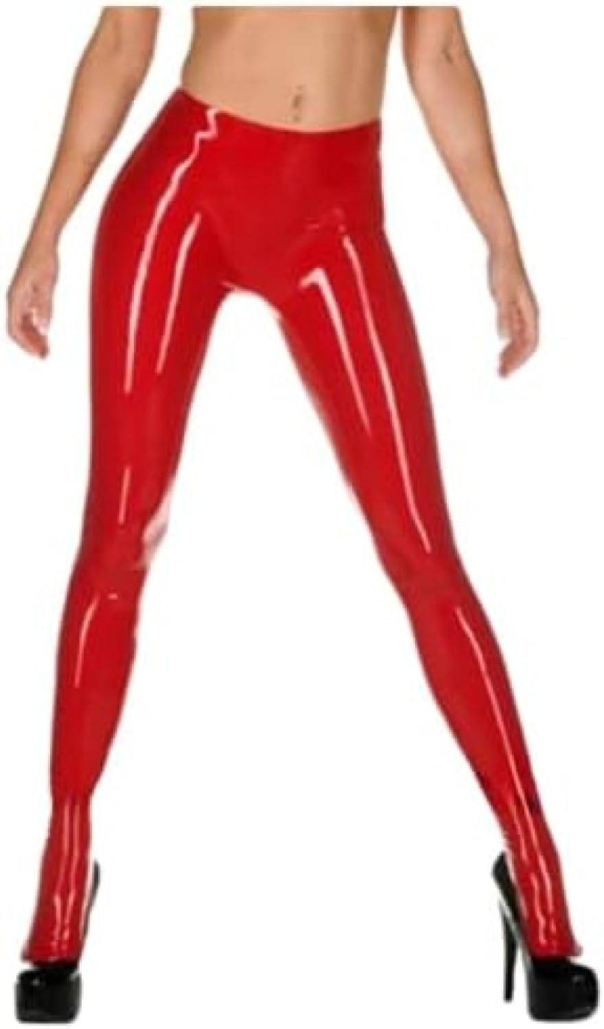 Latex Natural Latex Tights Trousers Pantyhose Sexy Elastic Red Handmade Custom,Red,Large