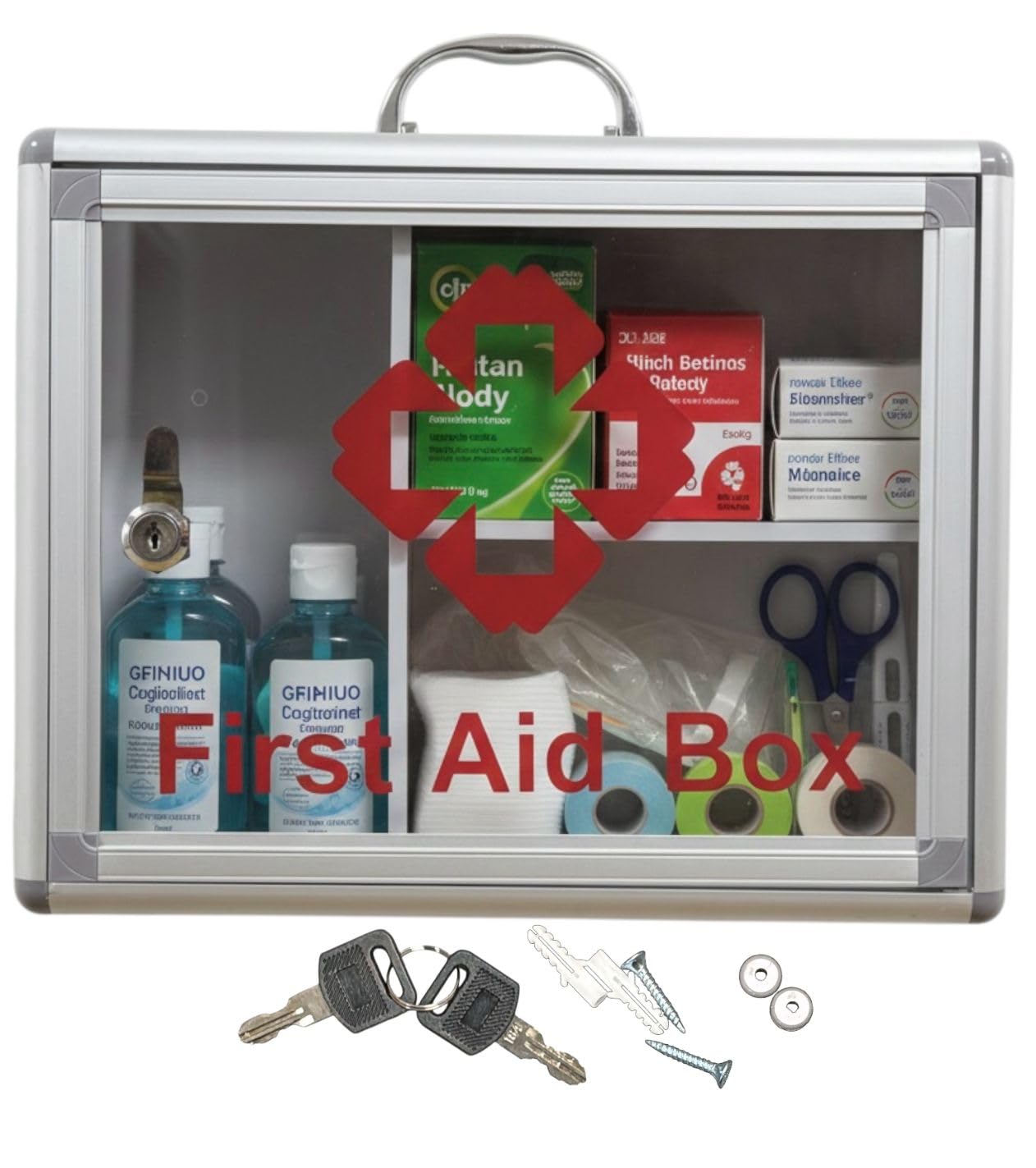 PaulStore Armoire médicale murale verrouillable avec 2 clés (armoire avec poignée)