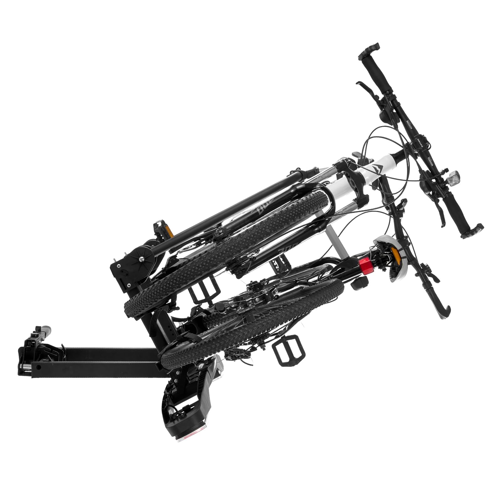 VEVOR Portabicicletas Compatible con Receptores 5 cm, Portabicicletas para 2 Bicicletas con Carga de 65 kg, Plegable y Bloqueable para Bicicletas Eléctricas con Luz Trasera, 69 x 126,5 x 70,7 cm